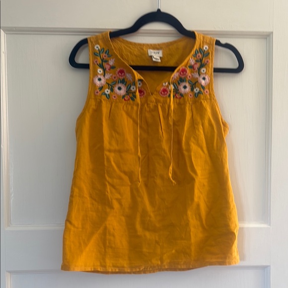 J. Crew Tops - J. Crew Mustard Yellow Embroidered Top